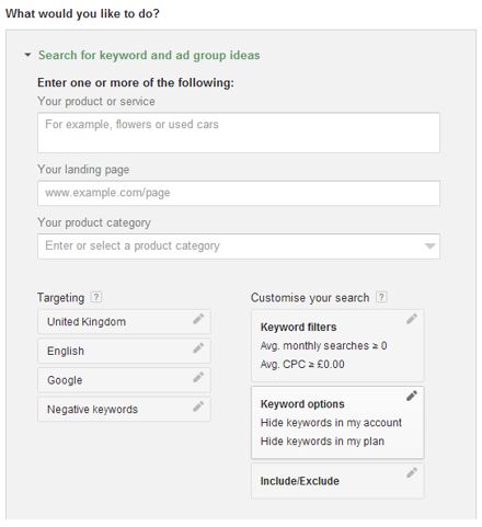keyword planner 2